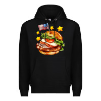 Black american flag and hamburger Premium Hoodie - AdoDesignShop