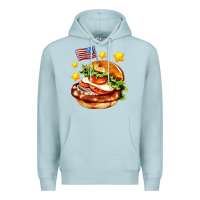 Blue Mist american flag and hamburger Premium Hoodie - AdoDesignShop