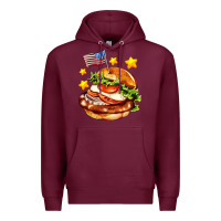 Burgundy american flag and hamburger Premium Hoodie - AdoDesignShop