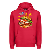 Cardinal american flag and hamburger Premium Hoodie - AdoDesignShop