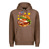 Chestnut american flag and hamburger Premium Hoodie - AdoDesignShop