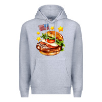 Heather Grey american flag and hamburger Premium Hoodie - AdoDesignShop