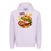 Lilac american flag and hamburger Premium Hoodie - AdoDesignShop