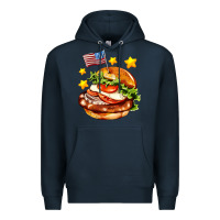 Navy american flag and hamburger Premium Hoodie - AdoDesignShop