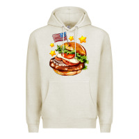 Oatmeal Heather american flag and hamburger Premium Hoodie - AdoDesignShop