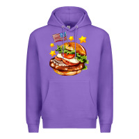 Purple american flag and hamburger Premium Hoodie - AdoDesignShop