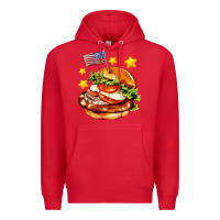 Red american flag and hamburger Premium Hoodie - AdoDesignShop