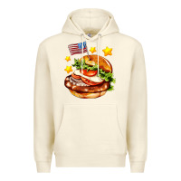 Sandshell american flag and hamburger Premium Hoodie - AdoDesignShop