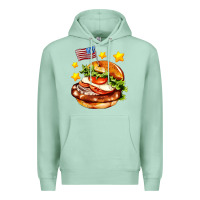 Seafoam american flag and hamburger Premium Hoodie - AdoDesignShop