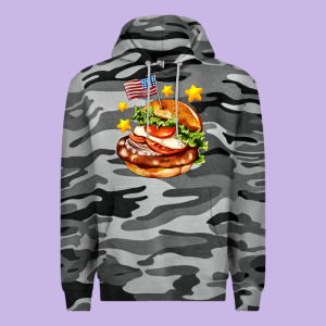 American Flag And Hamburger Premium Hoodie Designed By Adodesignshop