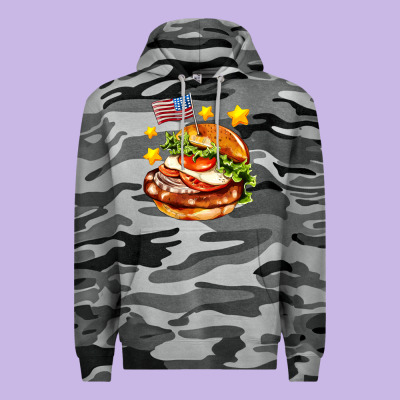 American Flag And Hamburger Premium Hoodie Designed By Adodesignshop