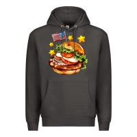 Smoke american flag and hamburger Premium Hoodie - AdoDesignShop
