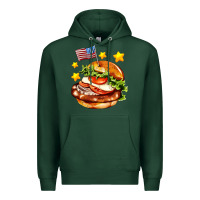 Sports Green american flag and hamburger Premium Hoodie - AdoDesignShop