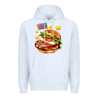 White american flag and hamburger Premium Hoodie - AdoDesignShop