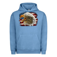 Pigment Pebble Blue American Flag Eagle Urban Hoodie - LillyAllenDesigns