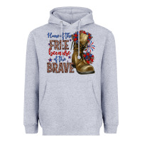 Heather Grey home of the free because of the brave Heavyweight Hoodie - Zillion Design Studio