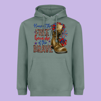 Home Of The Free Because Of The Brave Heavyweight Hoodie Designed By Zillion Design Studio