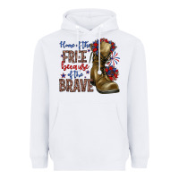 White home of the free because of the brave Heavyweight Hoodie - Zillion Design Studio