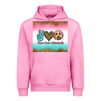 Fuchsia Pink peace love labradoodle Urban Hoodie - Jasminsmagicworld