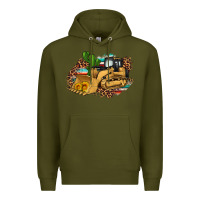 Army Green bulldozer leopard cactus sunflower Premium Hoodie - Artiststas