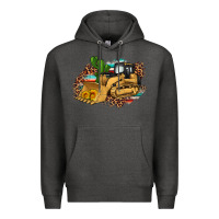 Charcoal Heather bulldozer leopard cactus sunflower Premium Hoodie - Artiststas