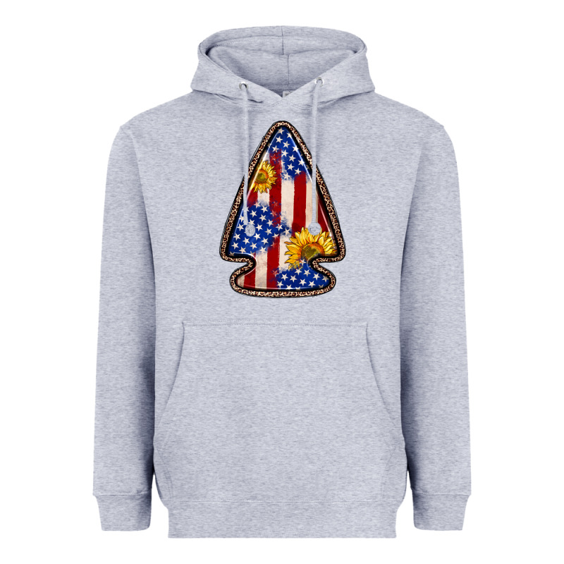 American Flag Sunflower Arrowhead Heavyweight Hoodie by Zillion Design Studio | Teevron