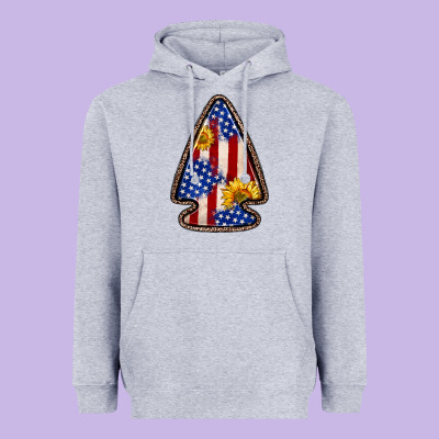 American Flag Sunflower Arrowhead Heavyweight Hoodie Designed By Zillion Design Studio