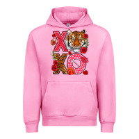 Fuchsia Pink xoxo with tiger Urban Hoodie - NancyCooperArtShop