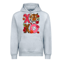 Heather Grey xoxo with tiger Urban Hoodie - NancyCooperArtShop