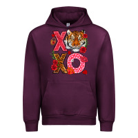 Mauve Wine xoxo with tiger Urban Hoodie - NancyCooperArtShop