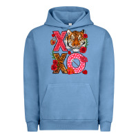 Pigment Pebble Blue xoxo with tiger Urban Hoodie - NancyCooperArtShop