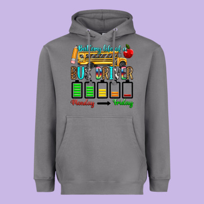 Battery Life Of A Bus Driver Heavyweight Hoodie Designed By Texasbilliewilder
