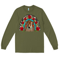 Army Green brown baby cow floral rose rainbow Long Sleeve Tee - BarkalooDesign