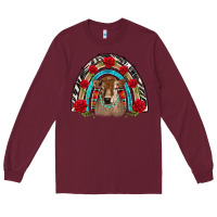 Burgundy brown baby cow floral rose rainbow Long Sleeve Tee - BarkalooDesign