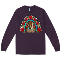 Plum brown baby cow floral rose rainbow Long Sleeve Tee - BarkalooDesign