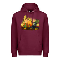 Burgundy excavator cactus sunflower sunset Premium Hoodie - Artiststas