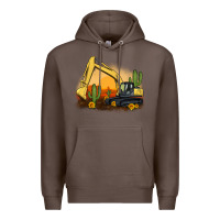 Coffee excavator cactus sunflower sunset Premium Hoodie - Artiststas