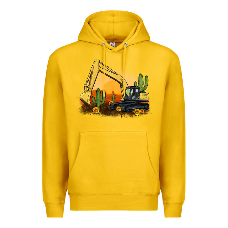 Excavator Cactus Sunflower Sunset Premium Hoodie by Artiststas | Teevron
