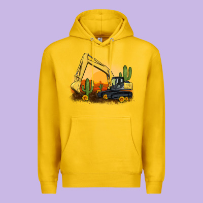 Excavator Cactus Sunflower Sunset Premium Hoodie Designed By Artiststas