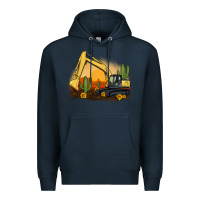 Navy excavator cactus sunflower sunset Premium Hoodie - Artiststas