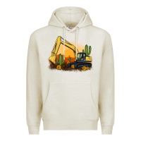 Oatmeal Heather excavator cactus sunflower sunset Premium Hoodie - Artiststas