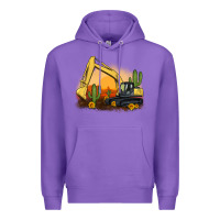 Purple excavator cactus sunflower sunset Premium Hoodie - Artiststas