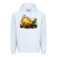 White excavator cactus sunflower sunset Premium Hoodie - Artiststas