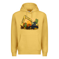 Antique Gold excavator cactus sunflower sunset Premium Hoodie - Artiststas