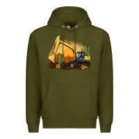 Army Green excavator cactus sunflower sunset Premium Hoodie - Artiststas