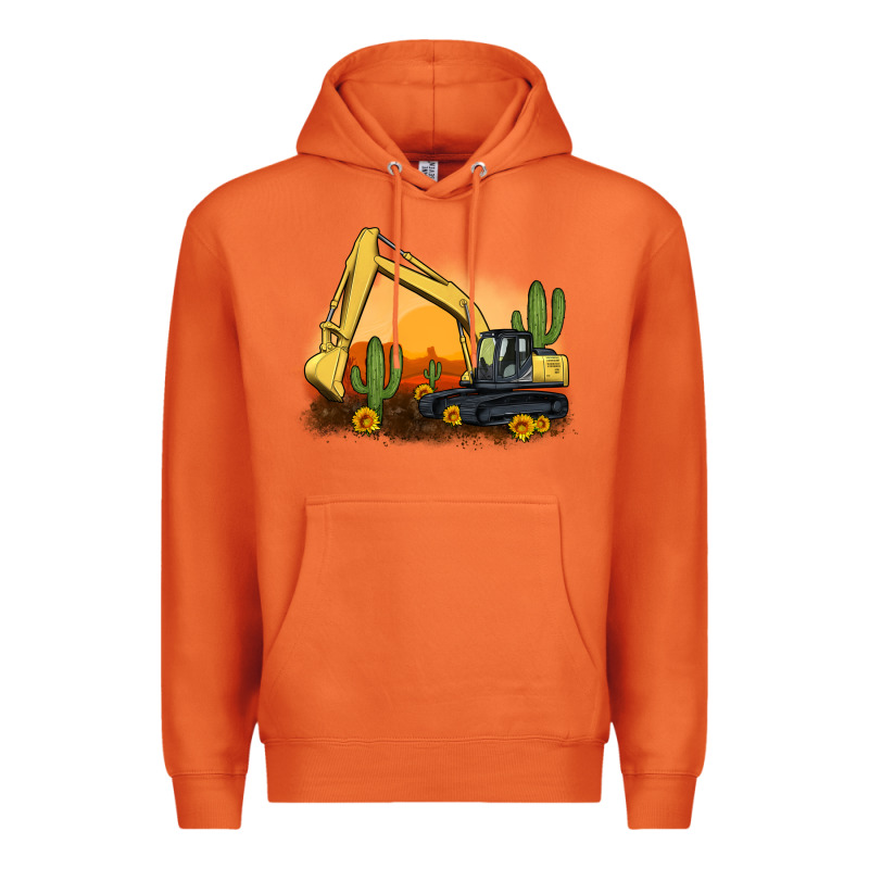 Excavator Cactus Sunflower Sunset Premium Hoodie by Artiststas | Teevron