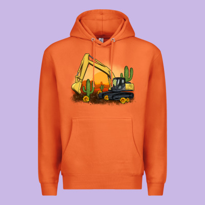 Excavator Cactus Sunflower Sunset Premium Hoodie Designed By Artiststas