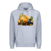 Heather Grey excavator cactus sunflower sunset Premium Hoodie - Artiststas