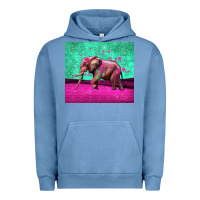 Pigment Pebble Blue colorful elephant Urban Hoodie - LillyAllenDesigns