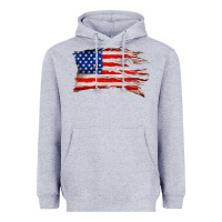 Heather Grey tattered american flag Heavyweight Hoodie - Zillion Design Studio